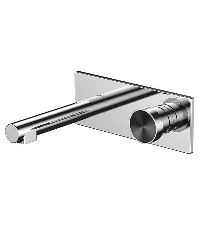 Angular chrome mixer with hexagonal body from Hexa Milan collection in Syrian washroom