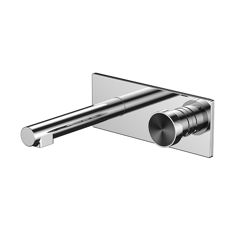 Angular chrome mixer with hexagonal body from Hexa Milan collection in Syrian washroom
