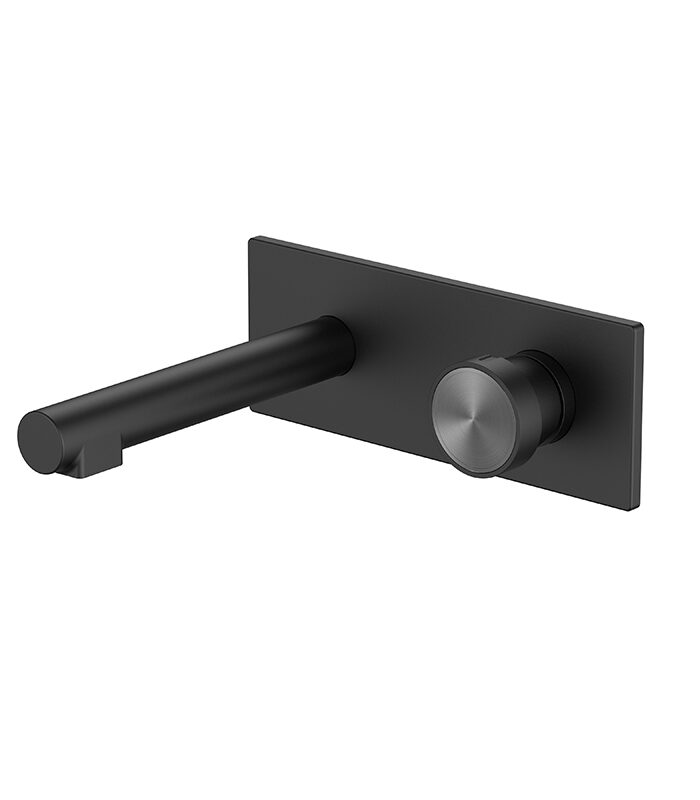 Matte black hexagonal mixer from Hexa Milan collection installed in Syrian bathroom
