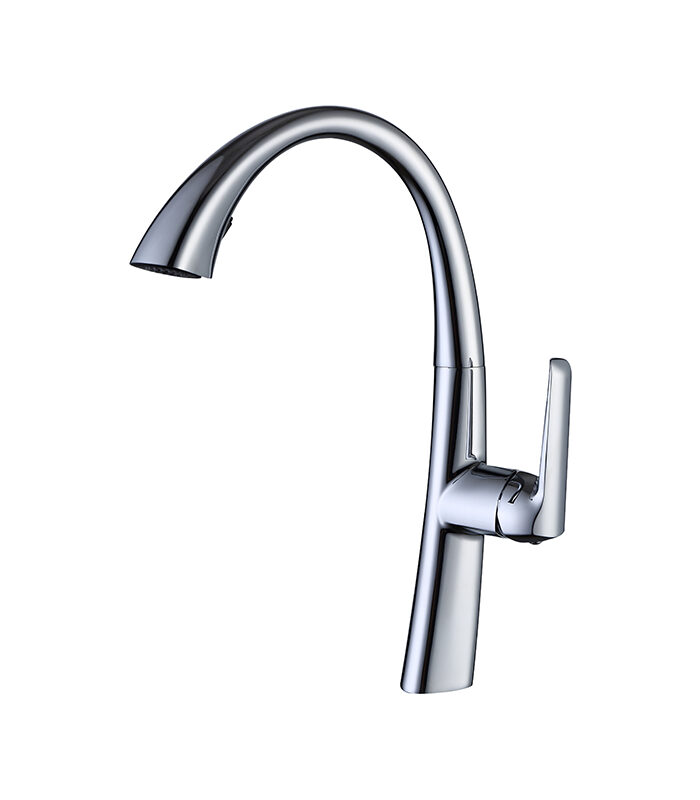 Luxury chrome bathroom mixer with reflective finish in modern Syrian interior
