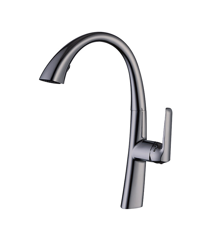 Matte gray Energy mixer on minimalist white washbasin in Syria