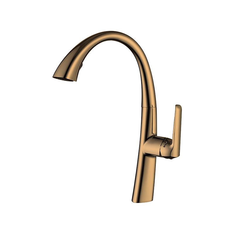Energy mixer with shiny gold finish installed in modern Syrian bathroom