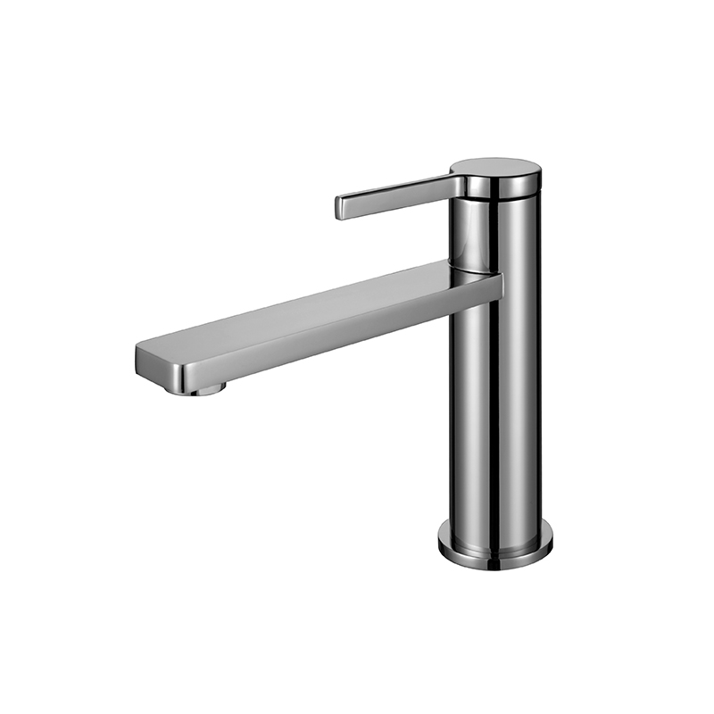 Sleek chrome mixer tap with glossy finish in contemporary Syrian bathroom
