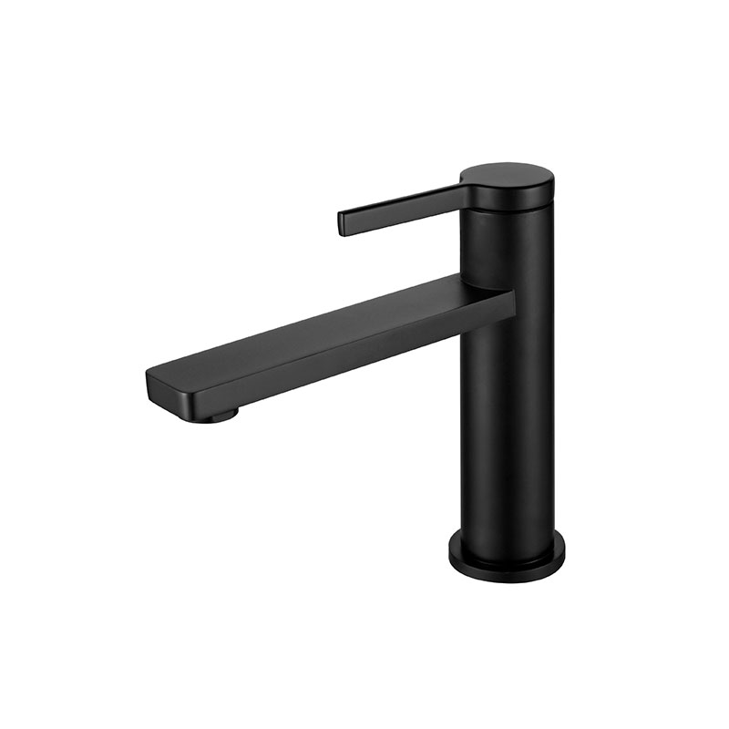 Elegant matte black bold mixer installed on floating vanity in Syria