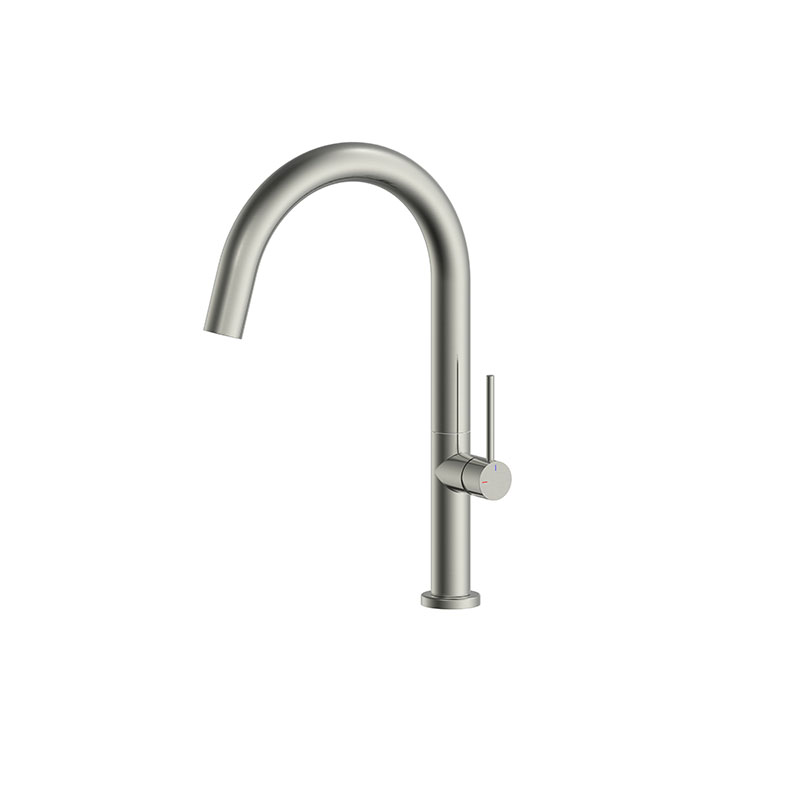 Premium bold chrome bathroom mixer with high-gloss finish on Syrian ceramic sink