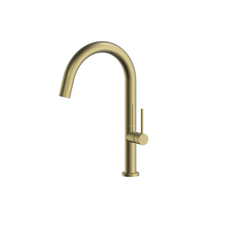 Classic gold bold mixer installed on white ceramic sink in Syrian bathroom
