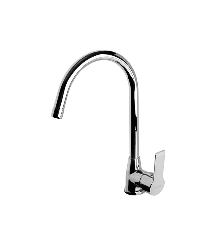 Loft chrome bathroom mixer with soft curves in Syrian bathroom