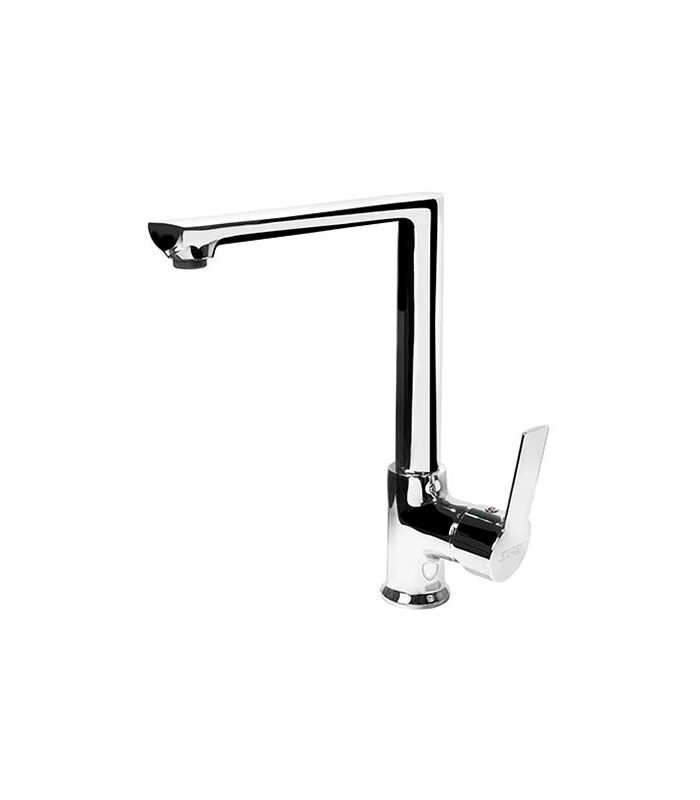 Geometric chrome Loft mixer on a white basin in a Syrian bathroom