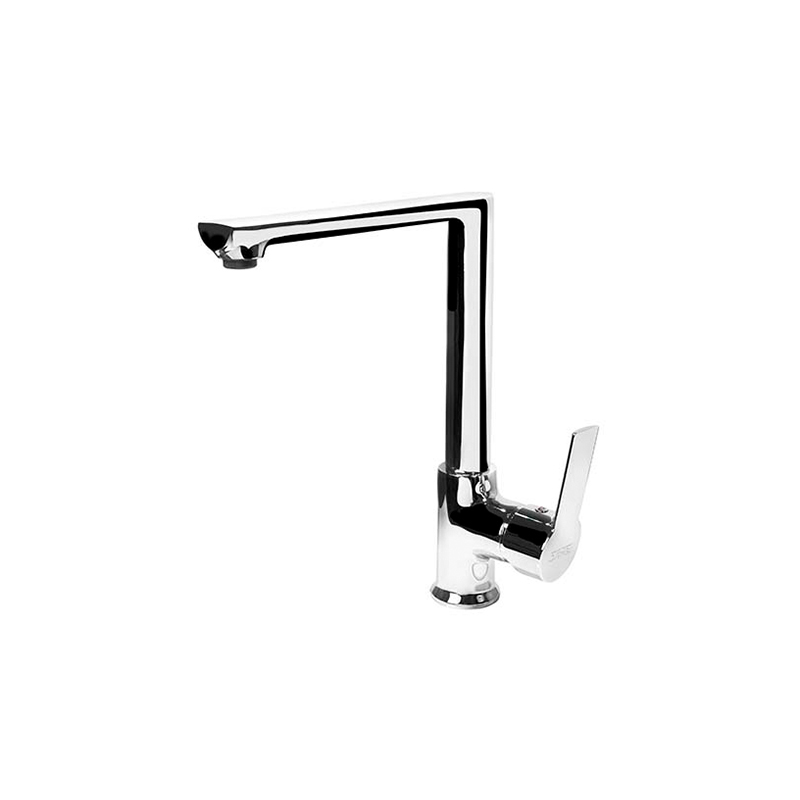 Geometric chrome Loft mixer on a white basin in a Syrian bathroom