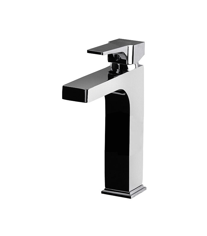 Classic silver bathroom mixer tap on ceramic basin in Syrian home