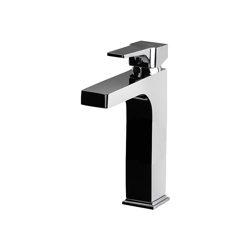 Classic silver bathroom mixer tap on ceramic basin in Syrian home