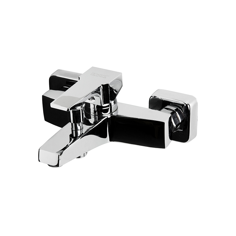 Chrome-finished silver mixer tap installed in stylish Syrian bathroom