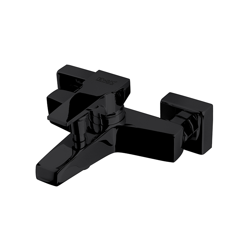Elegant matte black mixer tap with soft handle in modern Syrian bathroom