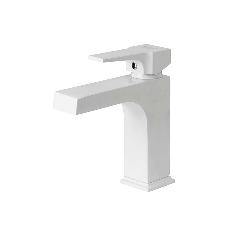 White bathroom mixer tap with soft curves and clean look for Syrian bathrooms