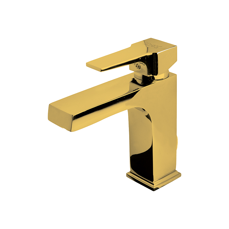 Golden bathroom mixer tap with reflective finish installed in Syria