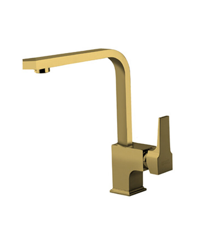 Glossy gold bathroom mixer tap reflecting light in Syrian bathroom setup