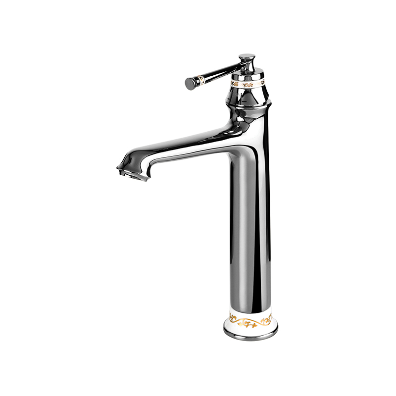 Rounded Pera chrome mixer installed on white ceramic basin in Syria