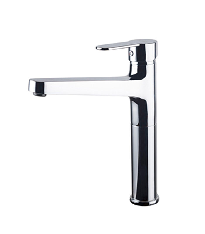 Domino chrome mixer installed on a modern white washbasin in Syria