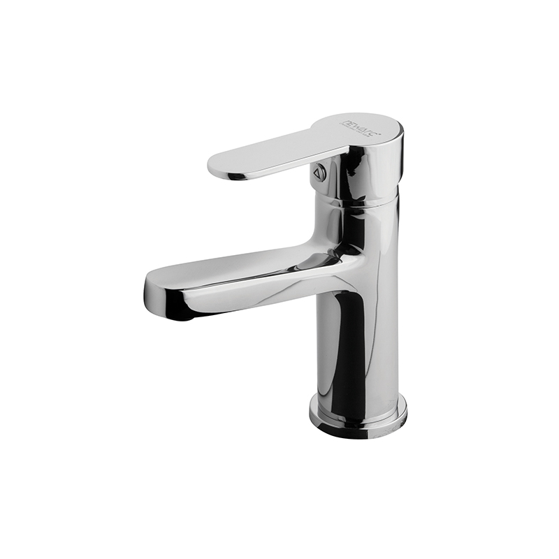 Domino chrome mixer tap with glossy finish installed on modern sink in Syria
