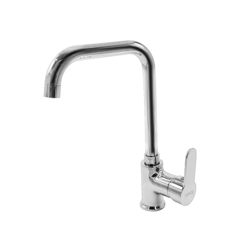 Domino chrome mixer in a family-friendly Syrian bathroom with ceramic sink