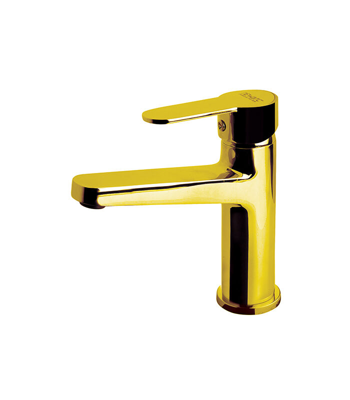 Elegant gold mixer tap installed in a high-end Syrian bathroom vanity