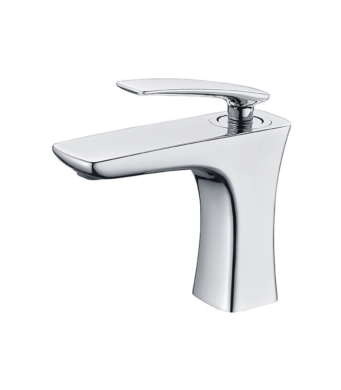 Minimalist Life chrome mixer tap on sleek basin in Syrian bathroom