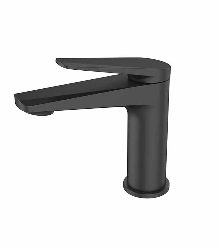 Next Mixer matte black bathroom mixer installed in Syrian ceramic basin