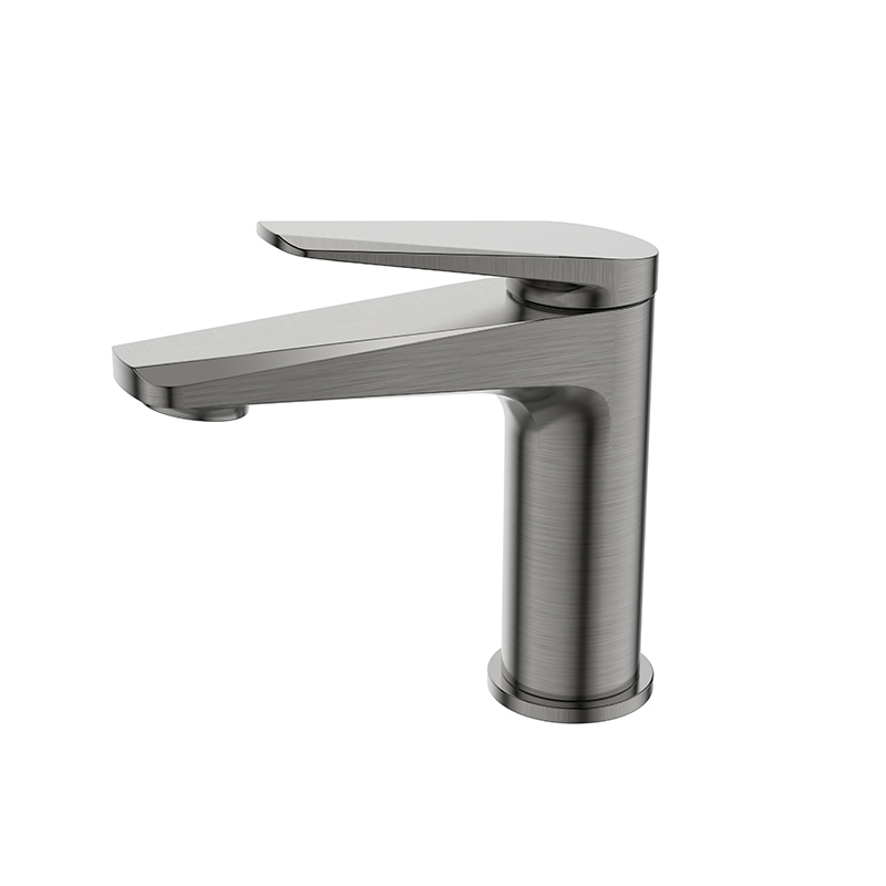 Gray bathroom mixer tap from Next series installed on a white ceramic sink in Syria