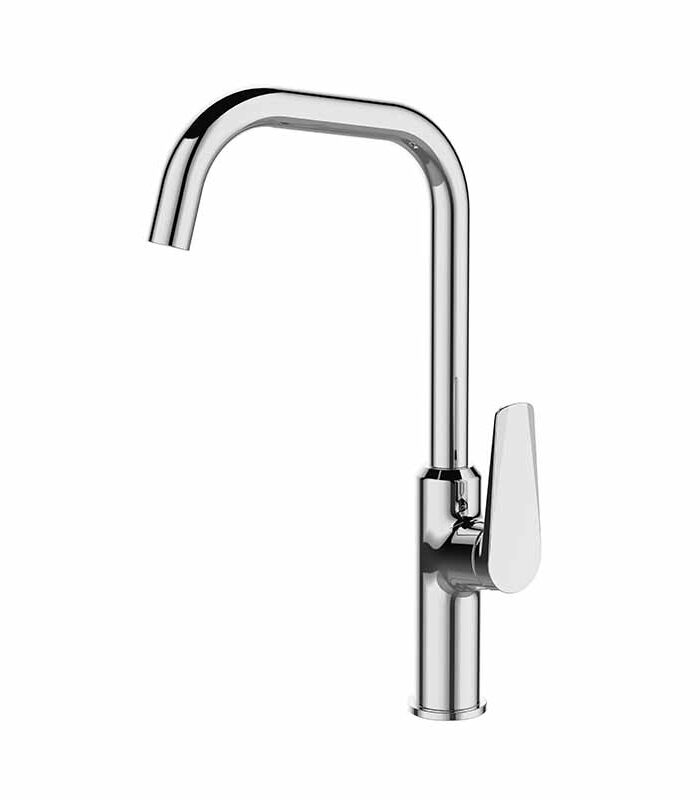 Modern chrome mixer tap from Next series on Syrian ceramic sink